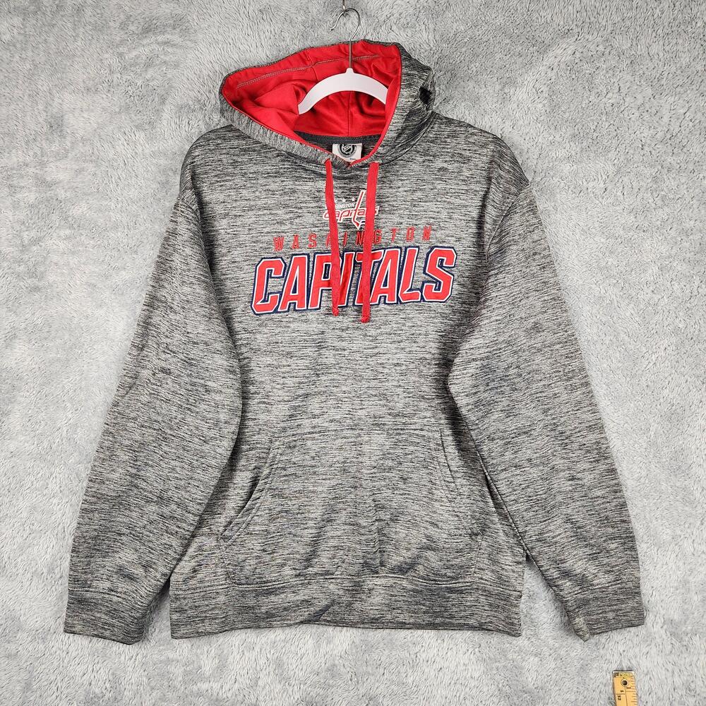 Washington Capitals Hoodie Mens Medium Gray NHL Hockey Pullover Embroidered Logo - Picture 1 of 13